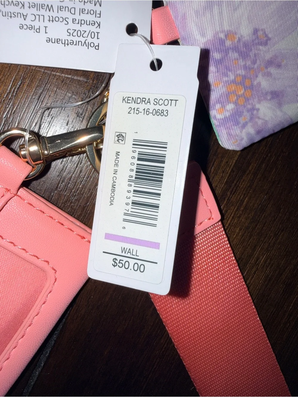 Kendra Scott Floral Dual Wallet Keychain/Wristlet - Pink/White - NWT